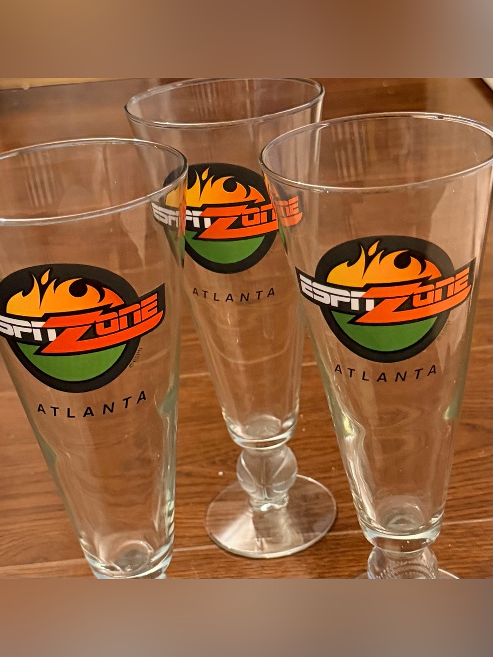 ESPN ZONE Atlanta Branded Clear Glass Pilsner - Orange/Green Logo